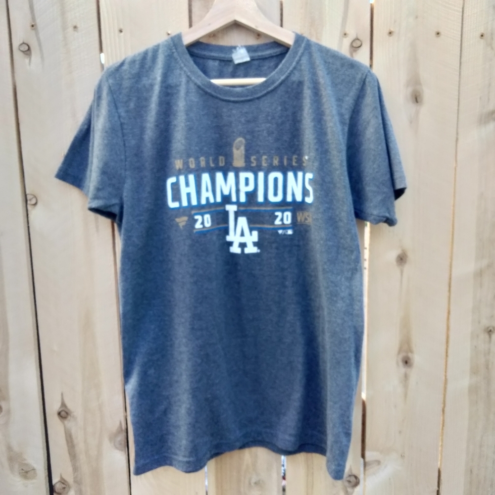 Los Angeles Dodgers 2020 World Series Small Mens Gray Graphic Logo T-shirt Tee